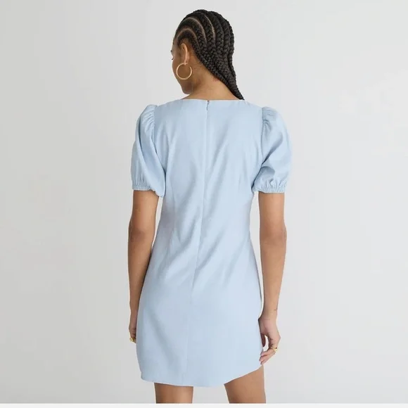 J.Crew NWT Stretch viscose/linen blend button front lined mini dress sz 16 BK977 - Picture 6 of 11
